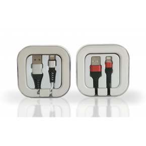 Premium iPhone Braided Cable 2.1 Amp. in Acrylic Box  