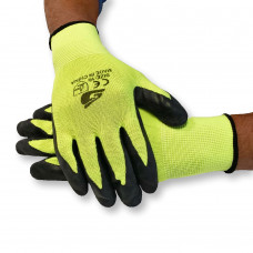 Green Polyester Gloves with Black Latex (pack of 12)
