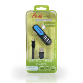 2 in 1 Dual Car Charger-Micro USB-V9 (3.1 Amp.)