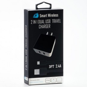 2 in 1 Dual Home Charger-Micro USB (2.4 Amp.)