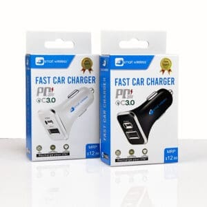 Boxed fast dual USB car chargers