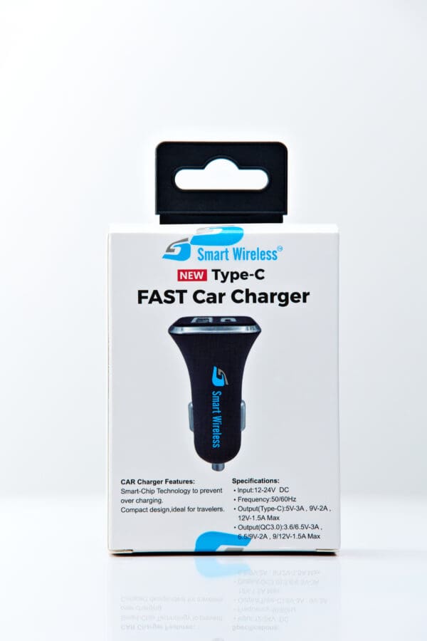 Smart Wireless Type-C Fast Car Charger Box.