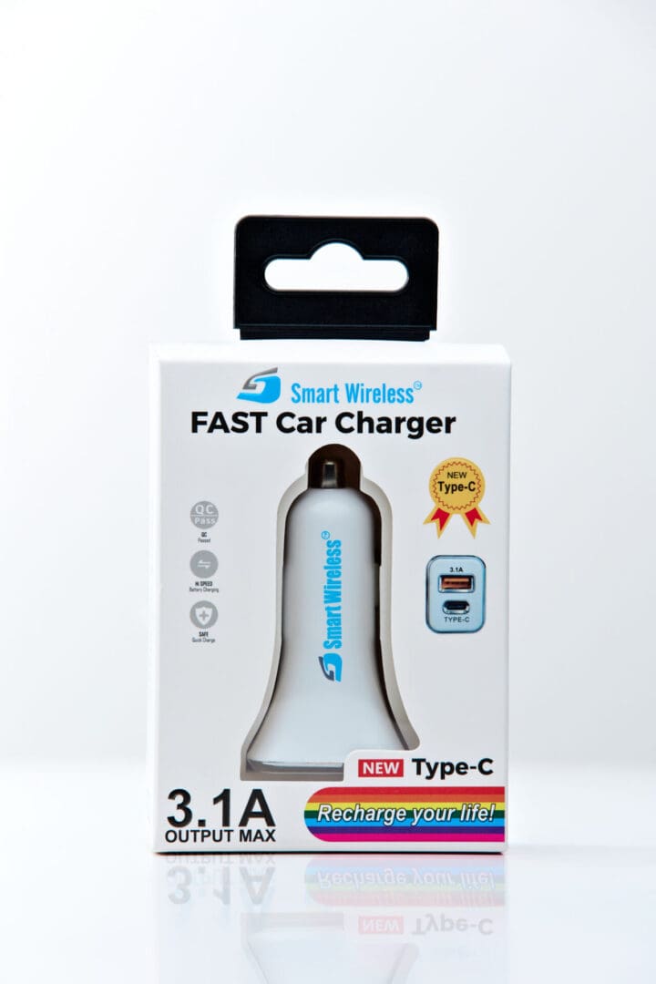 A Fast Car Charger Inside A Package Box