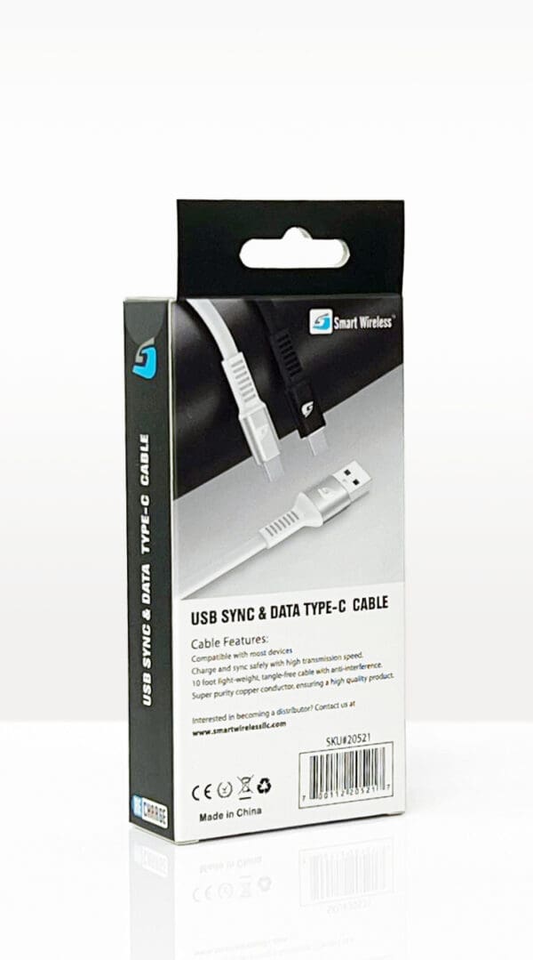 USB Sync & Data Type-C Cable Packaging.