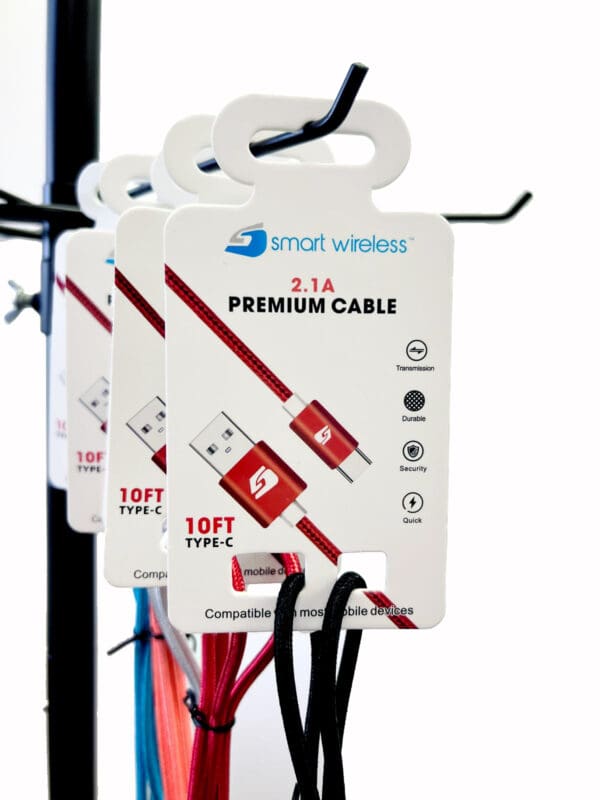 Red 10ft Type-C charging cable 2.1A.