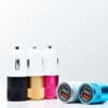 Four car chargers with different colors.