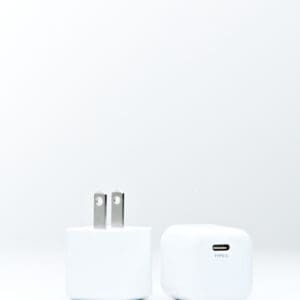 White USB-C wall charger adapter.