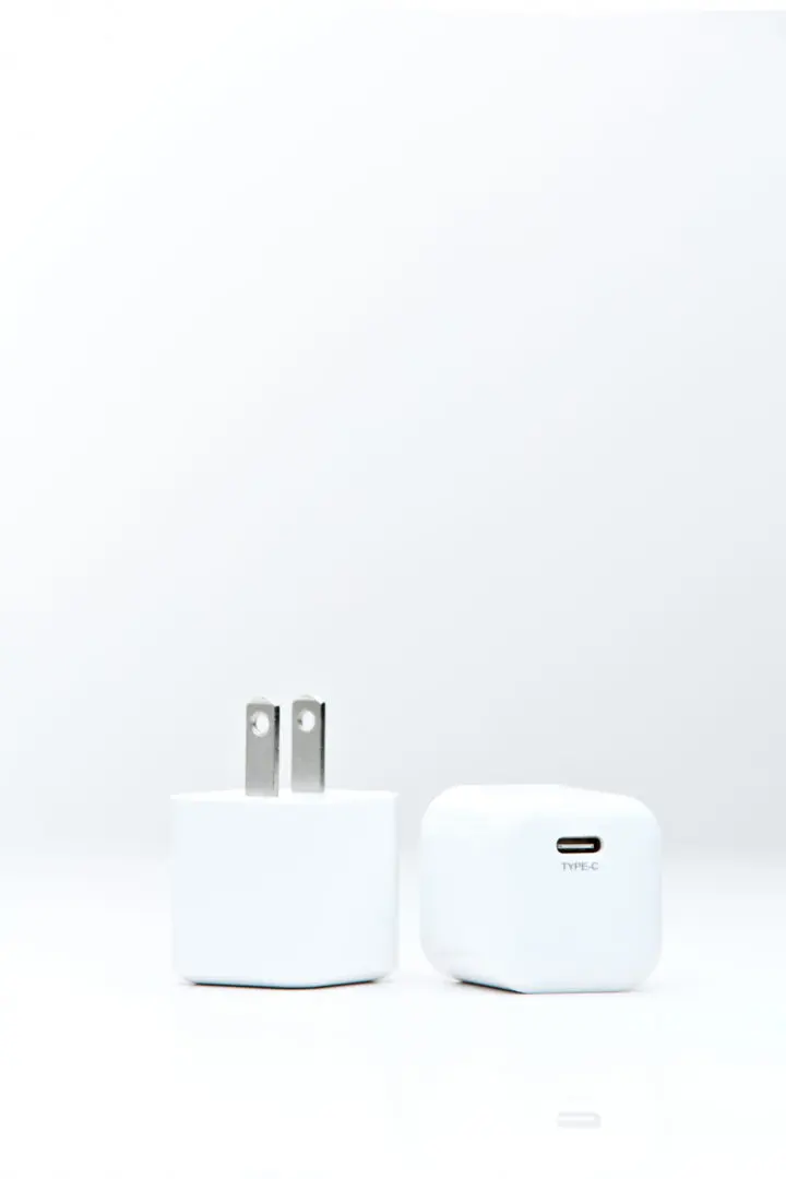 White USB-C wall charger adapter.