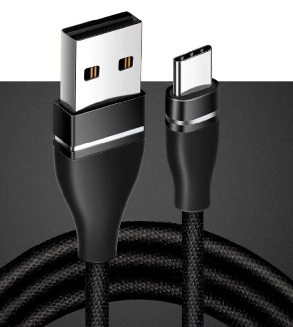 Black braided USB-C charging cable.