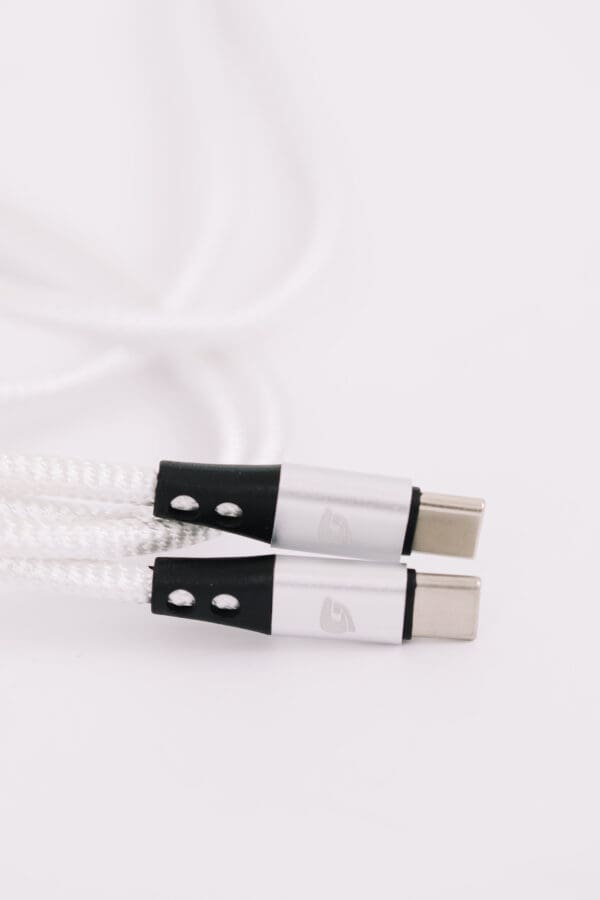 White braided USB-C charging cable.