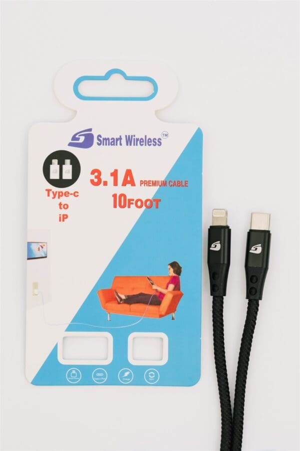 Smart Wireless 3.1A Type-C to IP 10ft Cable.