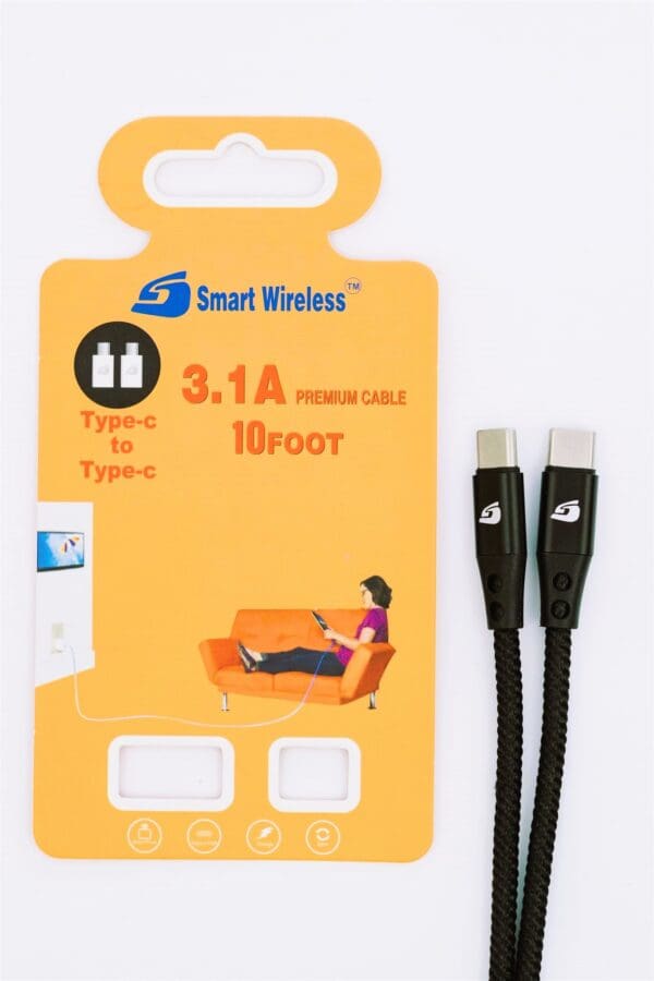 Two black Type-C to Type-C cables.