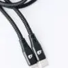 Two black braided charging cables.