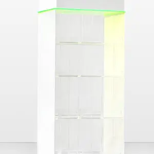 White acrylic rotating display stand.