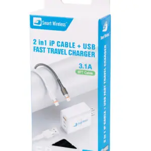 2-in-1 fast travel charger with cable.