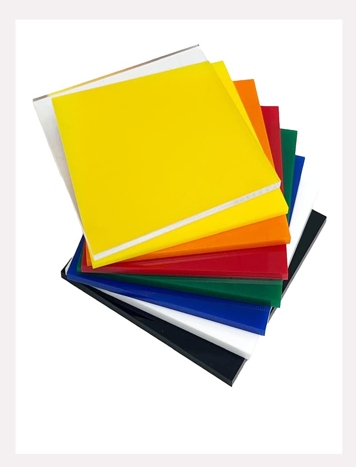 Stack of colorful plastic sheets.