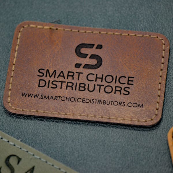 Leather patch for Smart Choice Distributors.